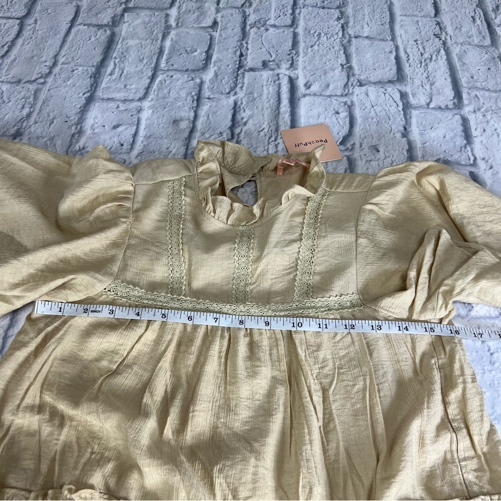 Peach puff beige ruffle lace dress BoHo style size small - Picture 4 of 14